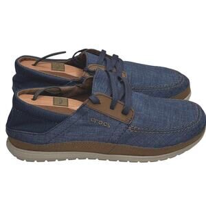 Crocs Men's Santa Cruz Playa Loafer Lace Up Shoe Blue Denim Mens 7‎